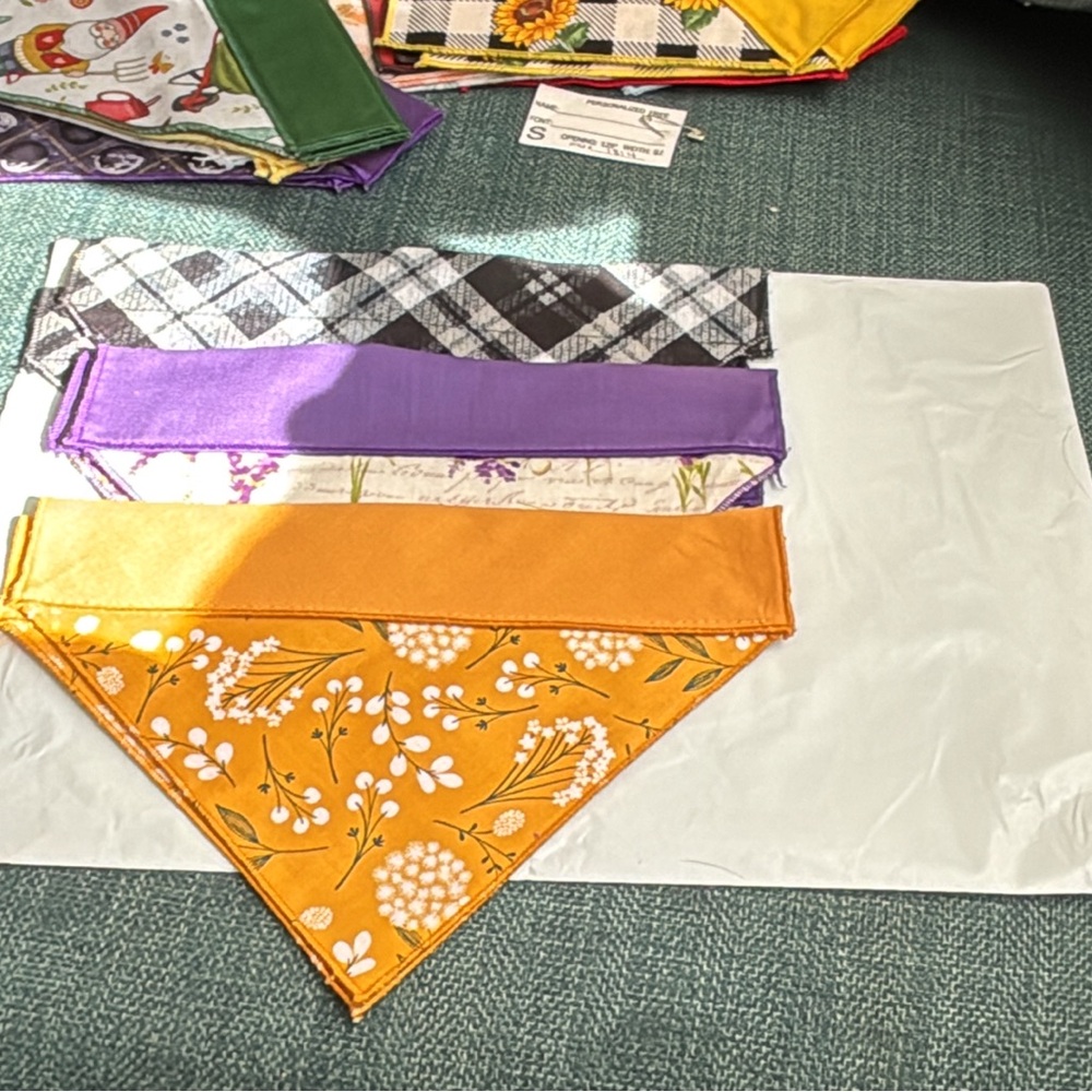 Colorful small dog Bandana Set - Orange, Purple, Black reversible